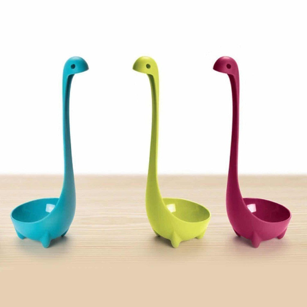 Sendok Kuah Sayur Motif Dinosaurus / Centong Kuah Sup Nessie Plastik Bisa Berdiri 4 kaki Dino / Souvenir Pernikahan Unik Lucu Anti Lengket