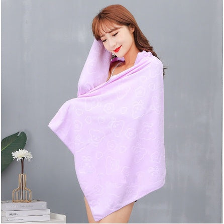 Handuk Mandi Ukuran 70x140Cm Motif Beruang / Quick Drying Bath Towel Karakter / Handuk Pantai Microfiber Embossed Bear Lembut Cepat Kering Bayi Anak Dewasa Warna Pastel