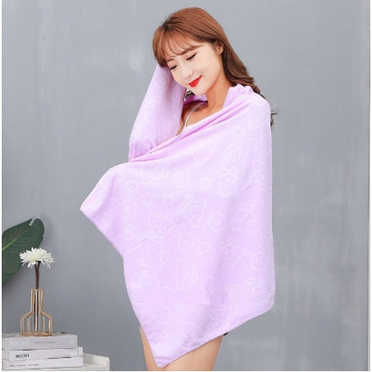 Handuk Mandi Ukuran 70x140Cm Motif Beruang / Quick Drying Bath Towel Karakter / Handuk Pantai Microfiber Embossed Bear Lembut Cepat Kering Bayi Anak Dewasa Warna Pastel