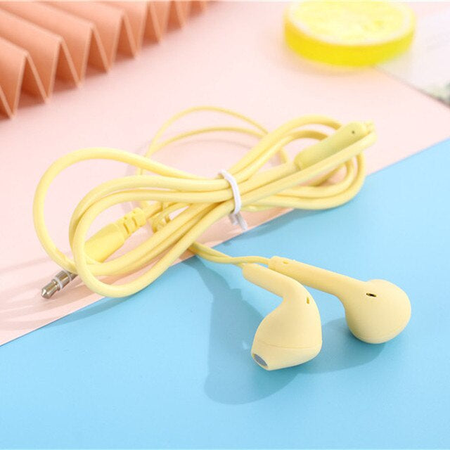 HEADSET MACARON U19 Hifi Stereo Extra Bass Handsfree Matte Colorfull Earphone Jack 3.5mm With Mic