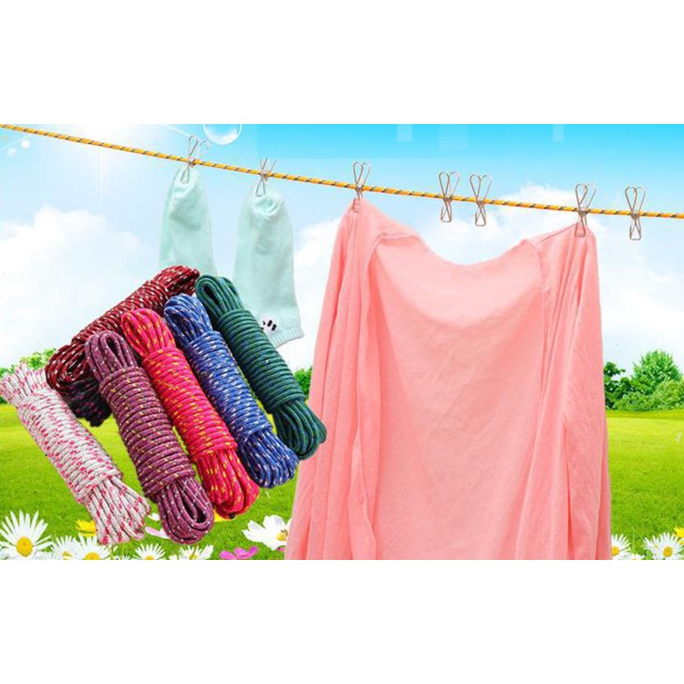 Tali Jemuran Baju Nylon 5m & 10m Anti Slip / Ikat Tambang Nilon Kemah Camping Rafting 5 Meter Dan 10 Meter Clothesline Kuat Ikatan Motor Gojek Ojek Online Grab Gosend Kurir Pengikat Tebal