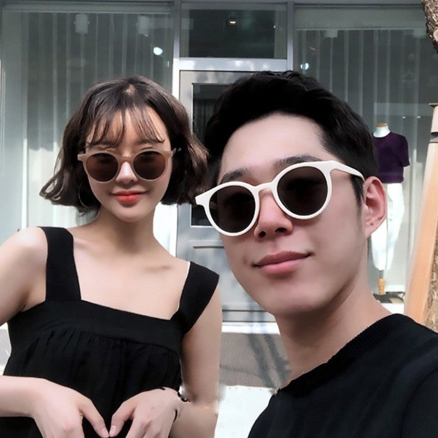 KACAMATA KOREA Anti Radiasi SunGlasses Hitam Kaca Mata Fashion Lensa Retro Bulat Pria Wanita Import