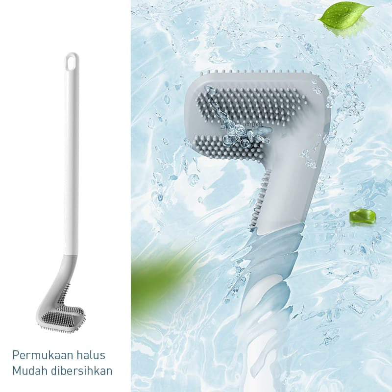 Sikat Toilet Silikon Bentuk Stik Golf / Alat Pembersih WC Kamar Mandi / Toilet Brush Silicone Fleksible Serbaguna Sela Karet Lentur