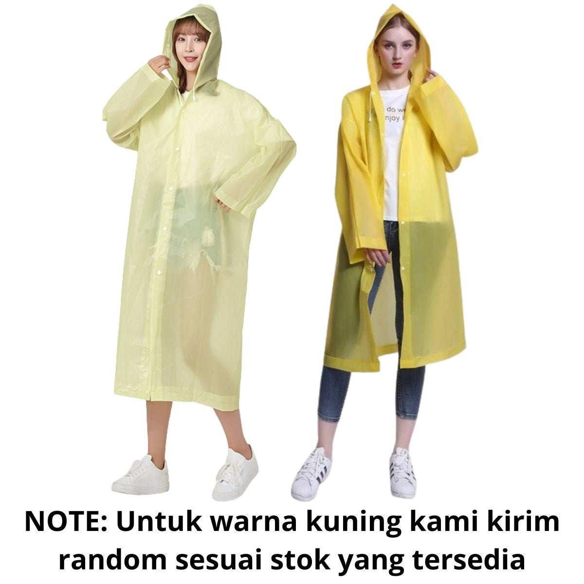 Jas Hujan Dewasa Model Poncho Waterproof Bahan EVA Tebal / Jas Hujan Mantel Korea + Hoodie Semi Transparan Anti Air / Jubah Terusan Musim Ujan Untuk Motor Anti Basah / Raincoat Lightweight Unisex Reusable Pria Wanita