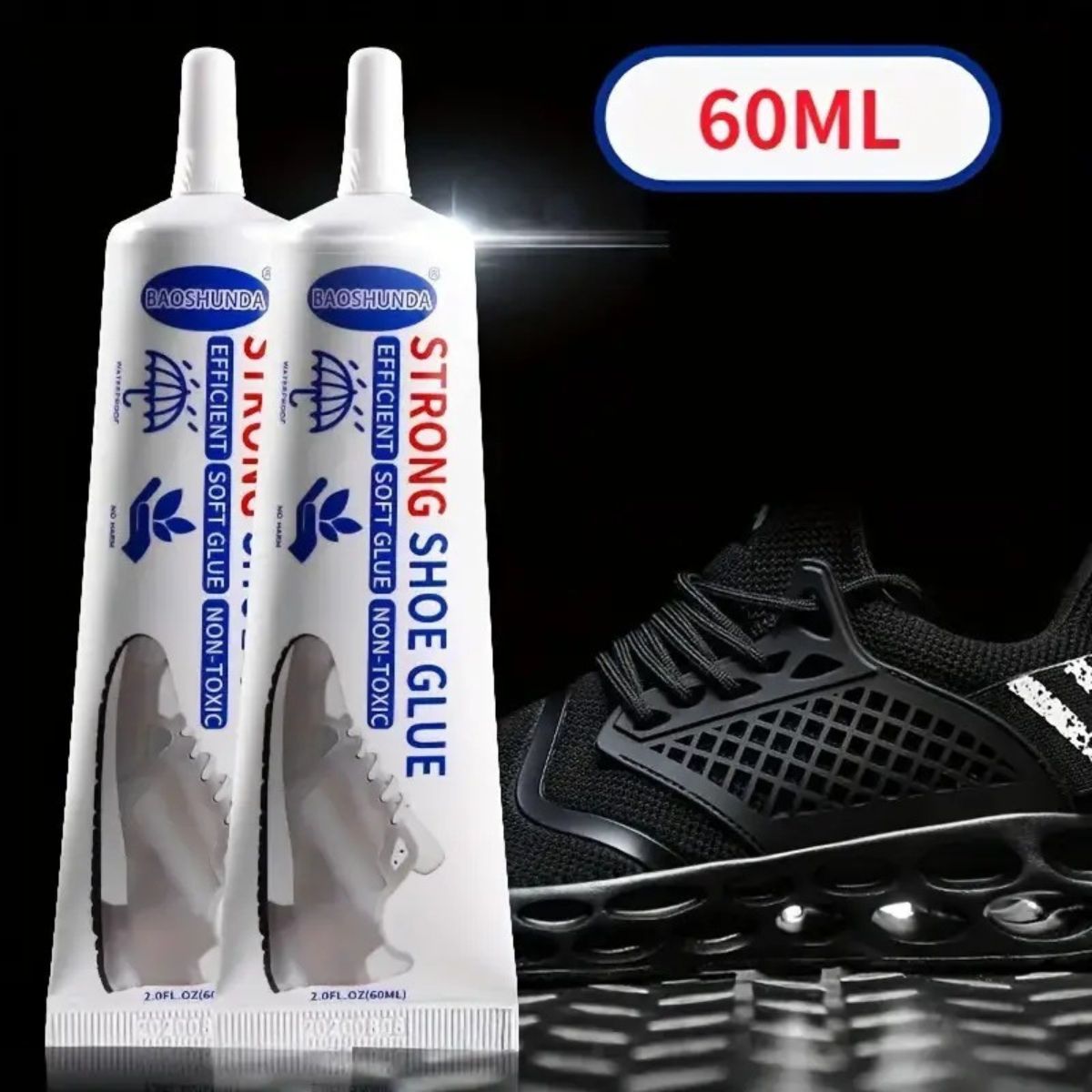 Lem Perekat Sepatu Baihere 60ml Super Kuat / Cairan Transparant Penambal Sol Sepatu Kets Sneakers Sendal Heels Tas Plastik Pakaian Kulit Kain Karet Rusak Jebol/ Lem Tambal Perbaikan Serbaguna Tahan Air Lama Shoe Glue Waterproof Transparan Terlaris
