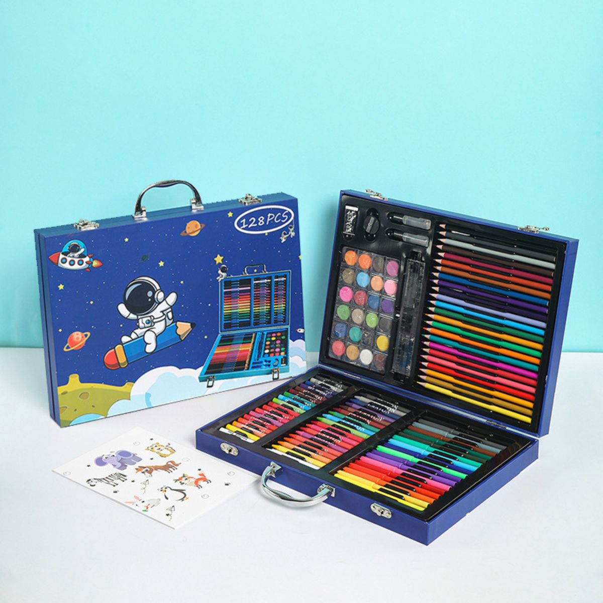 Crayon Koper set 133pcs Aluminium /Box Alat Lukis Krayon Mewarnai /Perlengkapan Sekolah Edukasi Anak