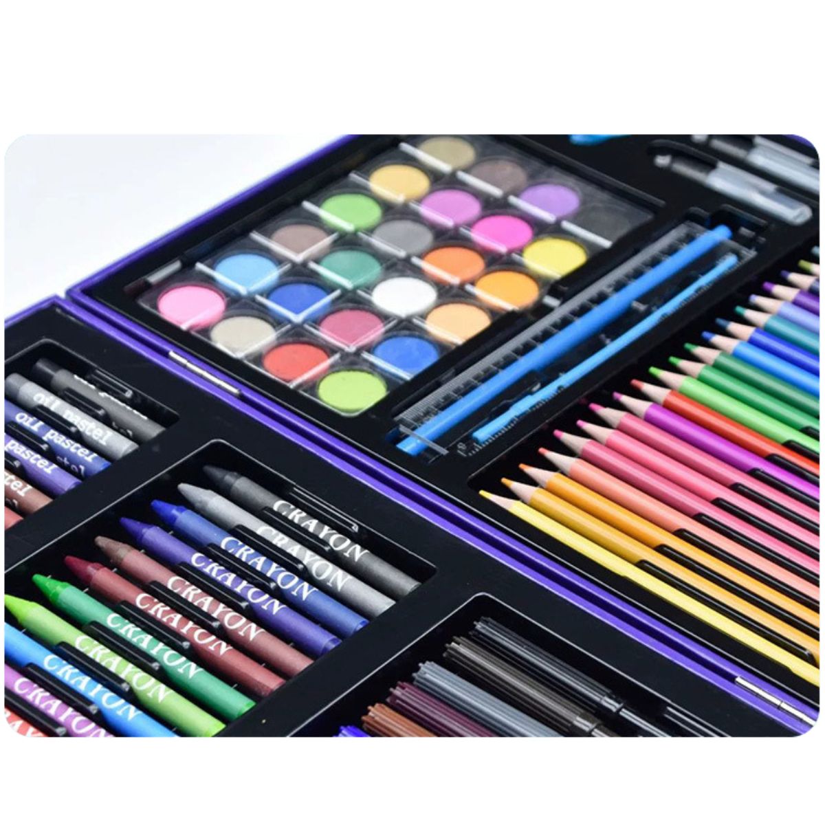 Crayon Koper set 133pcs Aluminium /Box Alat Lukis Krayon Mewarnai /Perlengkapan Sekolah Edukasi Anak