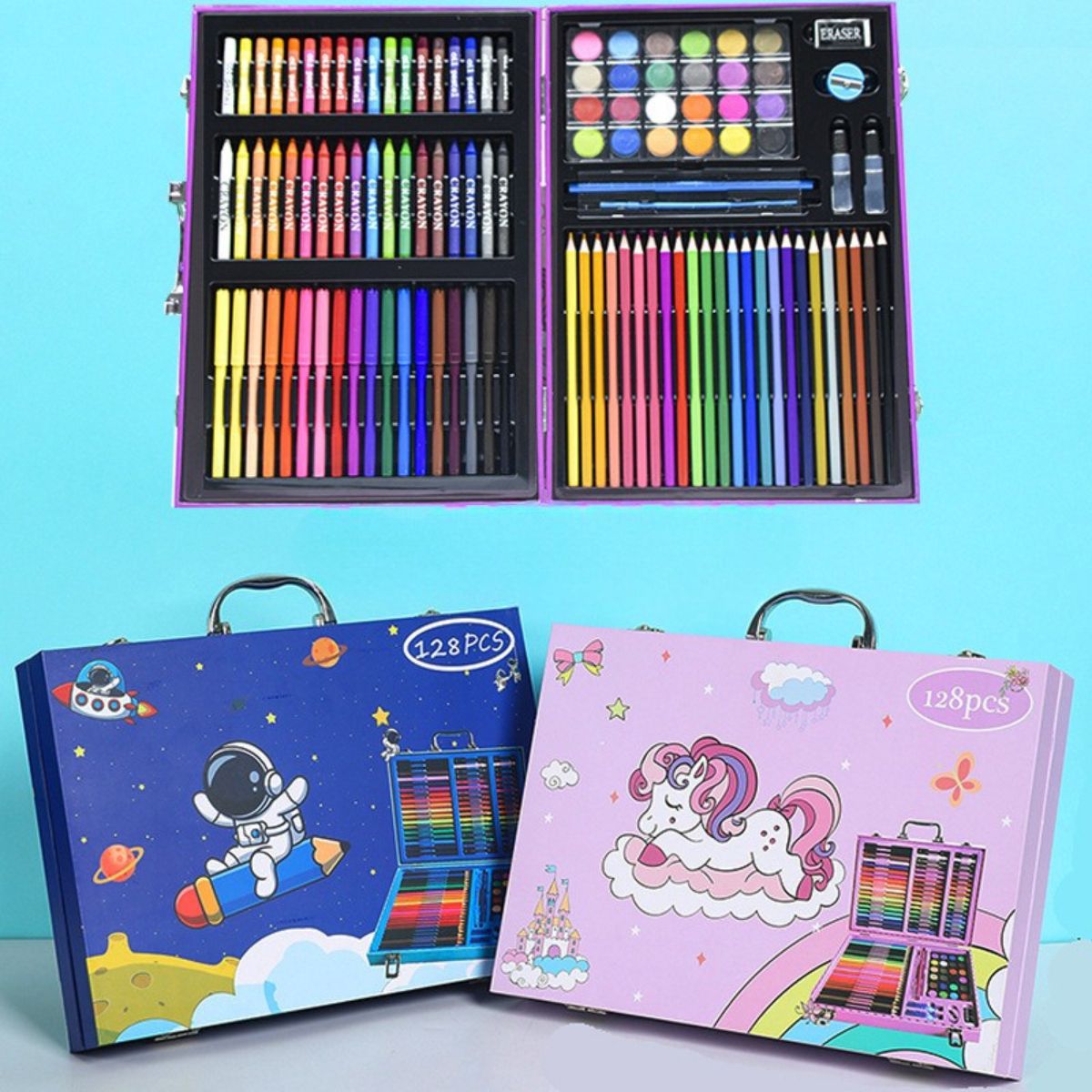 Crayon Koper set 133pcs Aluminium /Box Alat Lukis Krayon Mewarnai /Perlengkapan Sekolah Edukasi Anak