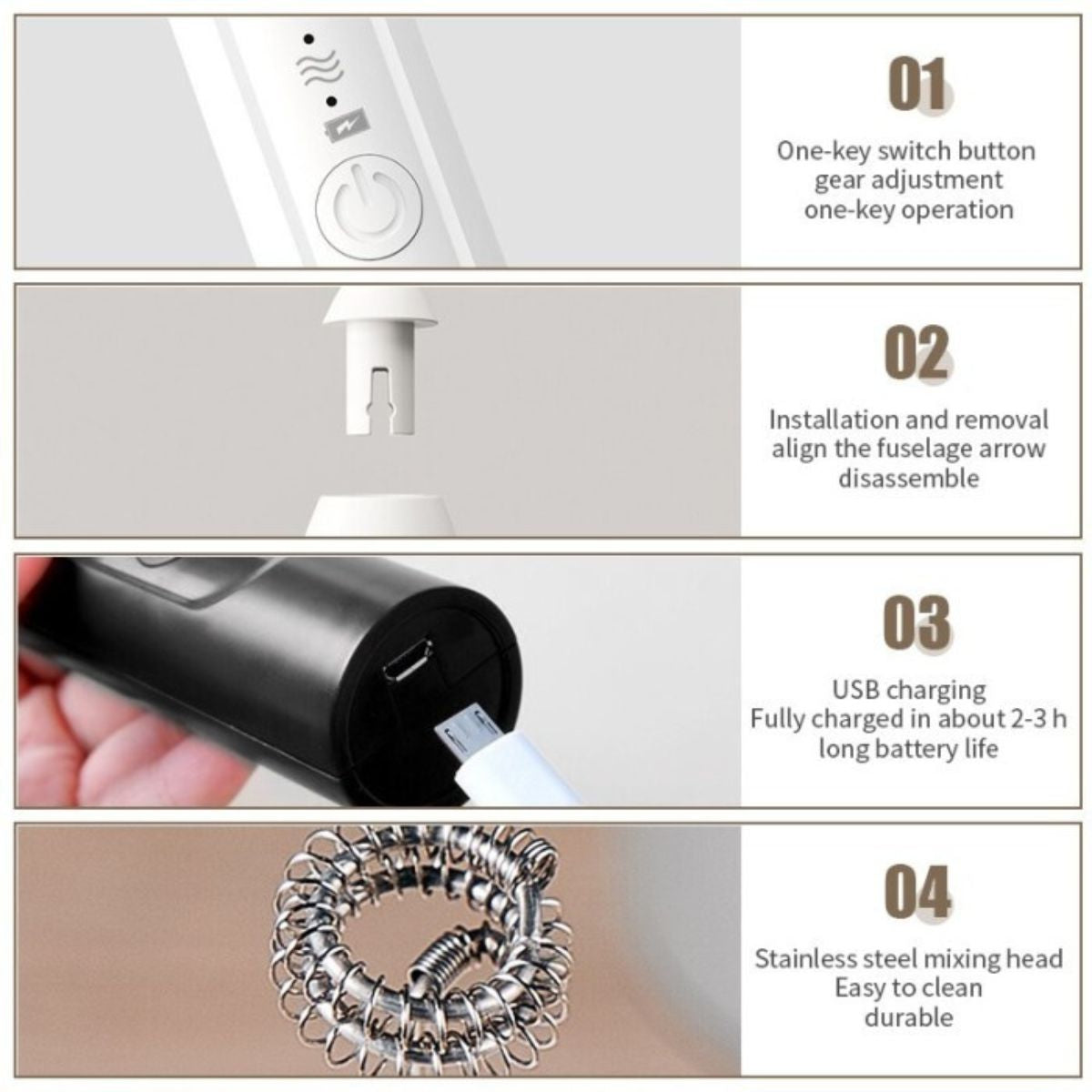 Hand Mixer Milk Froather 2in1 USB Charge Portabel Mini Elektrik Pengaduk Kopi