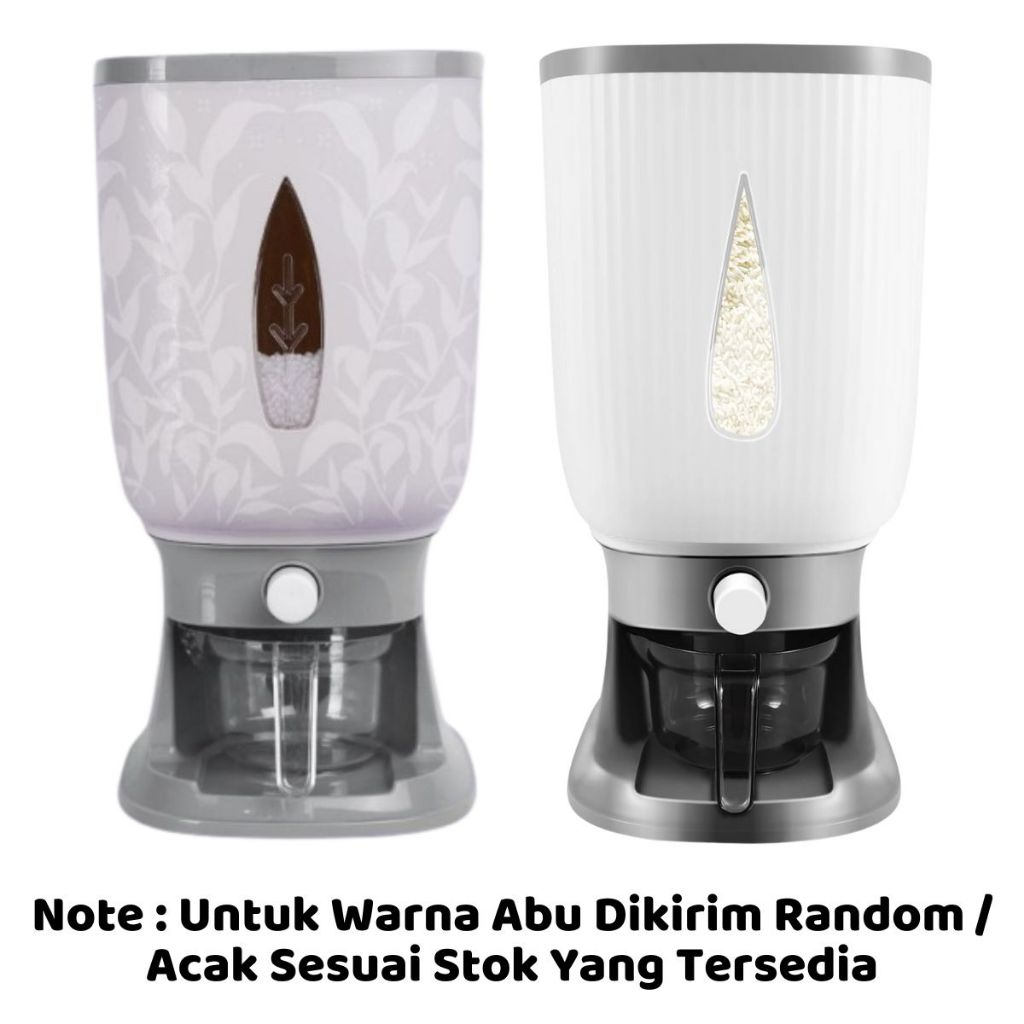 Rice Box Dispenser Beras Otomatis 3D FREE Cup 12L 10Kg / Wadah Penyimpanan Kacang Sereal Makanan Anti Kutu Hama Tidak Lembab Tahan Jamur / Storage Container Dengan Pengering Food Grade Peralatan Dapur Praktis Dapat Cangkir Gleas UkurSerbaguna