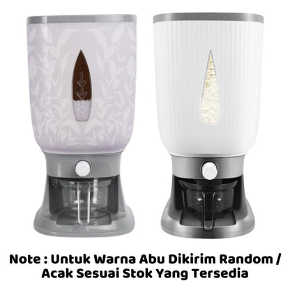 Rice Box Dispenser Beras Otomatis 3D FREE Cup 12L 10Kg / Wadah Penyimpanan Kacang Sereal Makanan Anti Kutu Hama Tidak Lembab Tahan Jamur / Storage Container Dengan Pengering Food Grade Peralatan Dapur Praktis Dapat Cangkir Gleas UkurSerbaguna