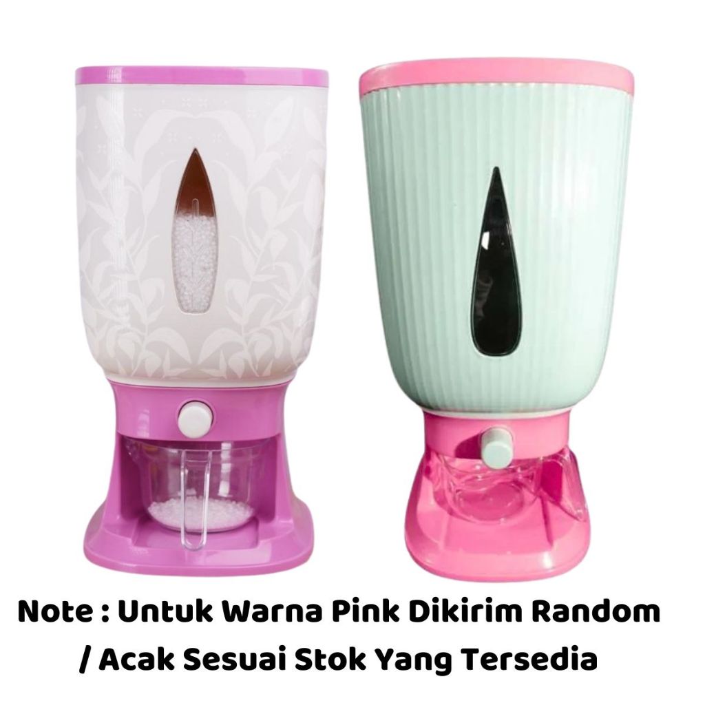Rice Box Dispenser Beras Otomatis 3D FREE Cup 12L 10Kg / Wadah Penyimpanan Kacang Sereal Makanan Anti Kutu Hama Tidak Lembab Tahan Jamur / Storage Container Dengan Pengering Food Grade Peralatan Dapur Praktis Dapat Cangkir Gleas UkurSerbaguna