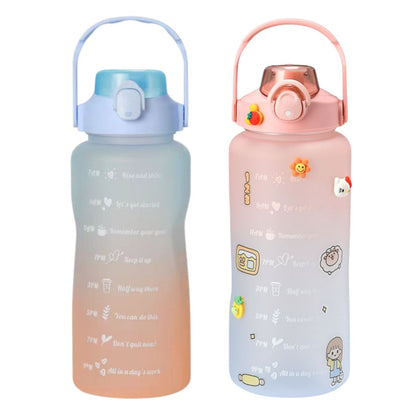 Botol Minum Motivasi Viral 2 Liter Jumbo FREE STICKER / Tumbler Nagita Warna Gradasi Pelangi / Wadah Air 2L FOOD GRADE / Tritan Botol Hits Penanda Waktu Minum 2000ML Dengan Tutup Pengunci / Bottle Penyimpanan Air Anti Tumpah Untuk Anak Dewasa