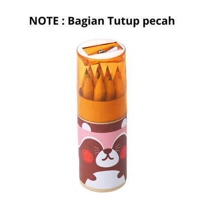 Pensil Warna 12in1 + Serutan Karakter Kemasan Tabung / Color Pencils Set 12 Warna Alat Menggambar Dan Mewarnai Pencil Colours Coloring Gambar Hadiah Kado Ulang Tahun Anak Unik Lucu Souvenir Goody Bag