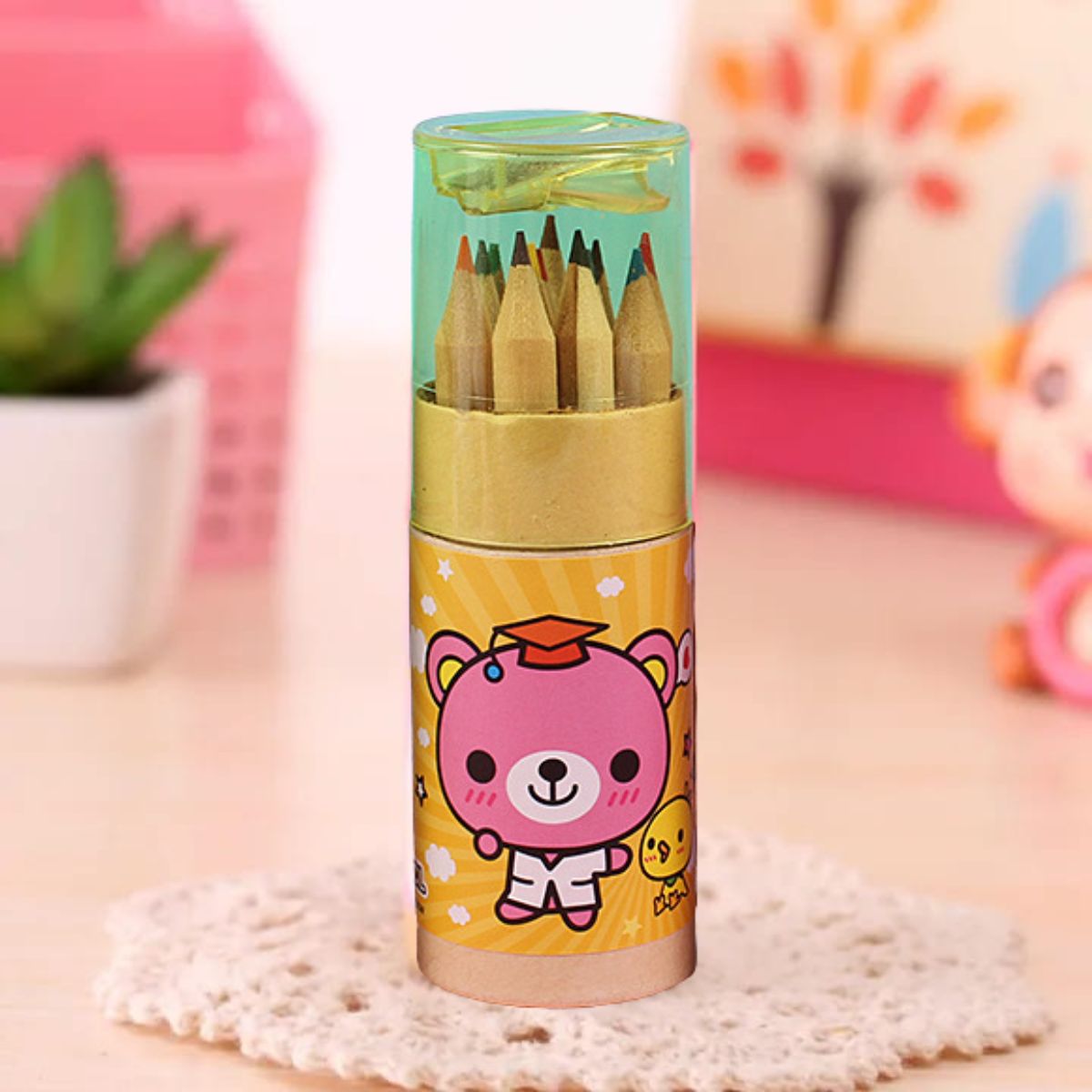 Pensil Warna 12in1 + Serutan Karakter Kemasan Tabung / Color Pencils Set 12 Warna Alat Menggambar Dan Mewarnai Pencil Colours Coloring Gambar Hadiah Kado Ulang Tahun Anak Unik Lucu Souvenir Goody Bag