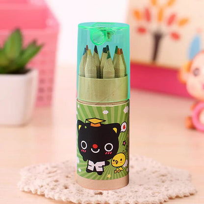 Pensil Warna 12in1 + Serutan Karakter Kemasan Tabung / Color Pencils Set 12 Warna Alat Menggambar Dan Mewarnai Pencil Colours Coloring Gambar Hadiah Kado Ulang Tahun Anak Unik Lucu Souvenir Goody Bag