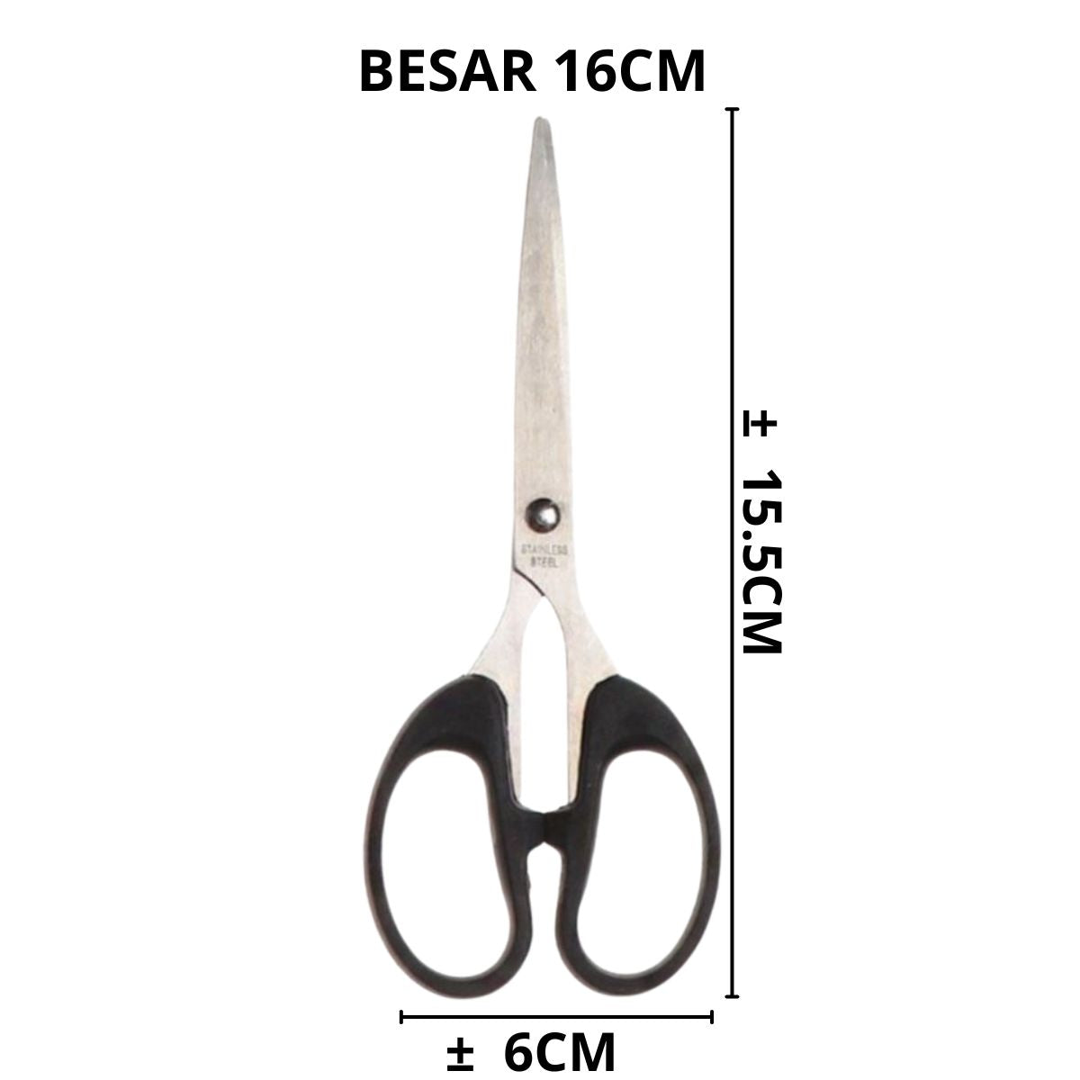 Gunting Serbaguna Kertas Kain Plastik Dapur Daun Benang Emigo Besar Sedang Kecil Paper Scissors Alat Pemotong Super Tajam Potong Pisau Multifungsi Gagang Hitam Bahan Stainless Steel Anti Karat / Alat Perlengkapan ATK Sekolah Anak Kantor Alat Tulis