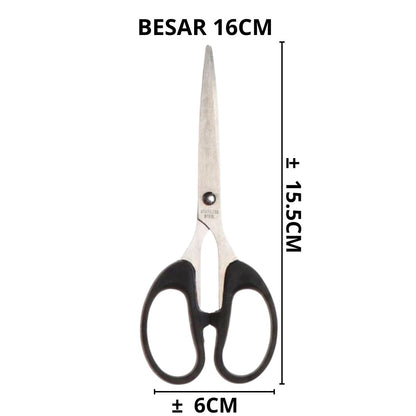 Gunting Serbaguna Kertas Kain Plastik Dapur Daun Benang Emigo Besar Sedang Kecil Paper Scissors Alat Pemotong Super Tajam Potong Pisau Multifungsi Gagang Hitam Bahan Stainless Steel Anti Karat / Alat Perlengkapan ATK Sekolah Anak Kantor Alat Tulis