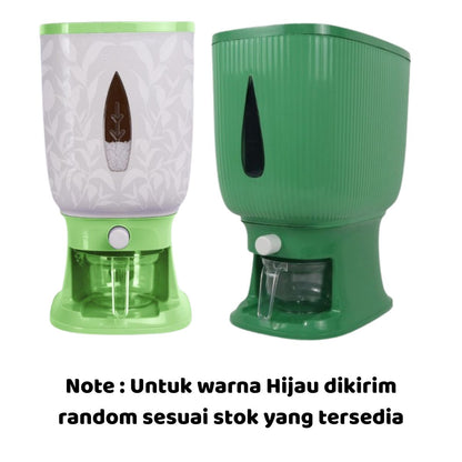 Rice Box Dispenser Beras Otomatis 3D FREE Cup 12L 10Kg / Wadah Penyimpanan Kacang Sereal Makanan Anti Kutu Hama Tidak Lembab Tahan Jamur / Storage Container Dengan Pengering Food Grade Peralatan Dapur Praktis Dapat Cangkir Gleas UkurSerbaguna