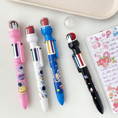 Pulpen 4 Warna Pendek + Roller Stamp / Pen 5in1 Multicolor / Pulpen Mekanik Bergambar Lucu / Ballpoint Perlengkapan Menulis Warna-Warni Pena 0.5mm / Bolpen Karakter Bentuk Lucu / Peralatan Anak Sekolah Kantor Praktis