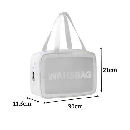 TAS WASHBAG WATERPROOF / Travel Bag Organizer Anti Air Tempat Kosmetik Alat Mandi Perlengkapan Make-up Peralatan Gadget Aksesoris Transparent Bening