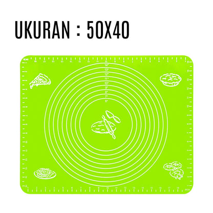 Alas Adonan Kue Silikon 40x50Cm Anti Lengket Baking Mat Tatakan Giling Roti Donut Pizza Silicone