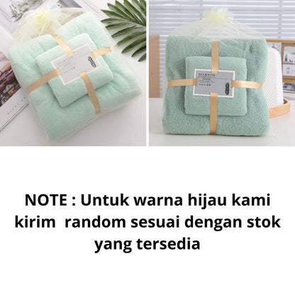 Set Handuk Mandi 2in1 Bahan Halus / Quick Drying Bath Towel Kain Bulu Karang Lembut Tebal Serap Air Cepat Kering / Handuk Badan Wajah Anak Dewasa Warna Pastel Untuk Hadiah Kado Pernikahan Souvenir Pindah Rumah Tukar Kado Serbaguna Berkualitas