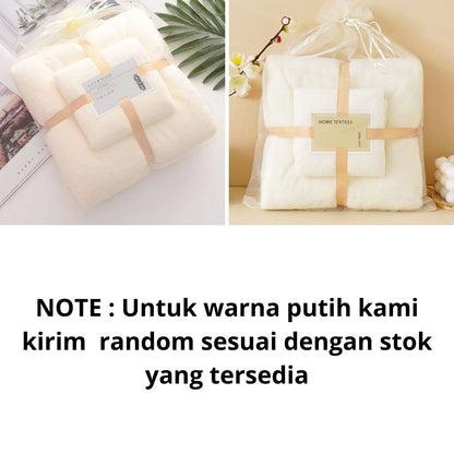 Set Handuk Mandi 2in1 Bahan Halus / Quick Drying Bath Towel Kain Bulu Karang Lembut Tebal Serap Air Cepat Kering / Handuk Badan Wajah Anak Dewasa Warna Pastel Untuk Hadiah Kado Pernikahan Souvenir Pindah Rumah Tukar Kado Serbaguna Berkualitas