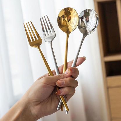Sendok Garpu Korea Sujeo / Alat Makan Korean Panjang Spoon Fork Gagang Panjang Bahan Tebal Cutlery Stainless Steel Anti Karat Peralatan Makan Traveling Unik Premium Berkualitas Kualitas Bagus