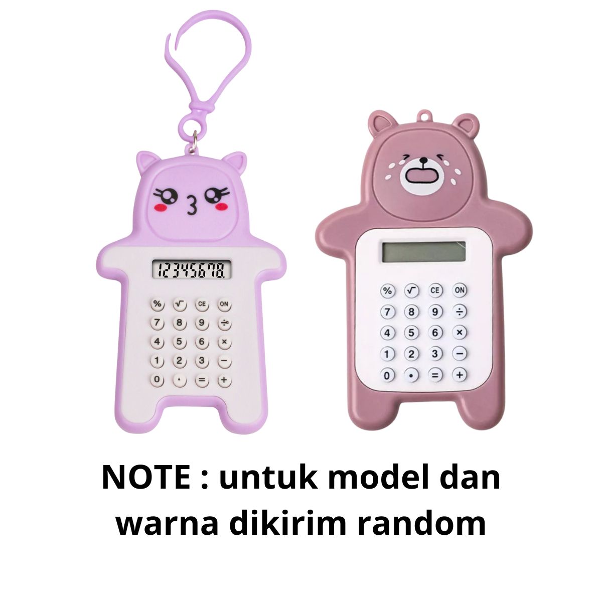 Calculator Mini Portable Motif Bear / Kalkulator 8 Digit Alat Hitung Pejumlahan Pengurangan Perkalian Pembagian Bentuk Gambar Beruang Lucu Tombol Karet Perlengkapan ATK Anak TK SD SMP Sekolah Kantor Kado Hadiah Ulang Tahun Souvenir Tambah Kurang Kali Bagi