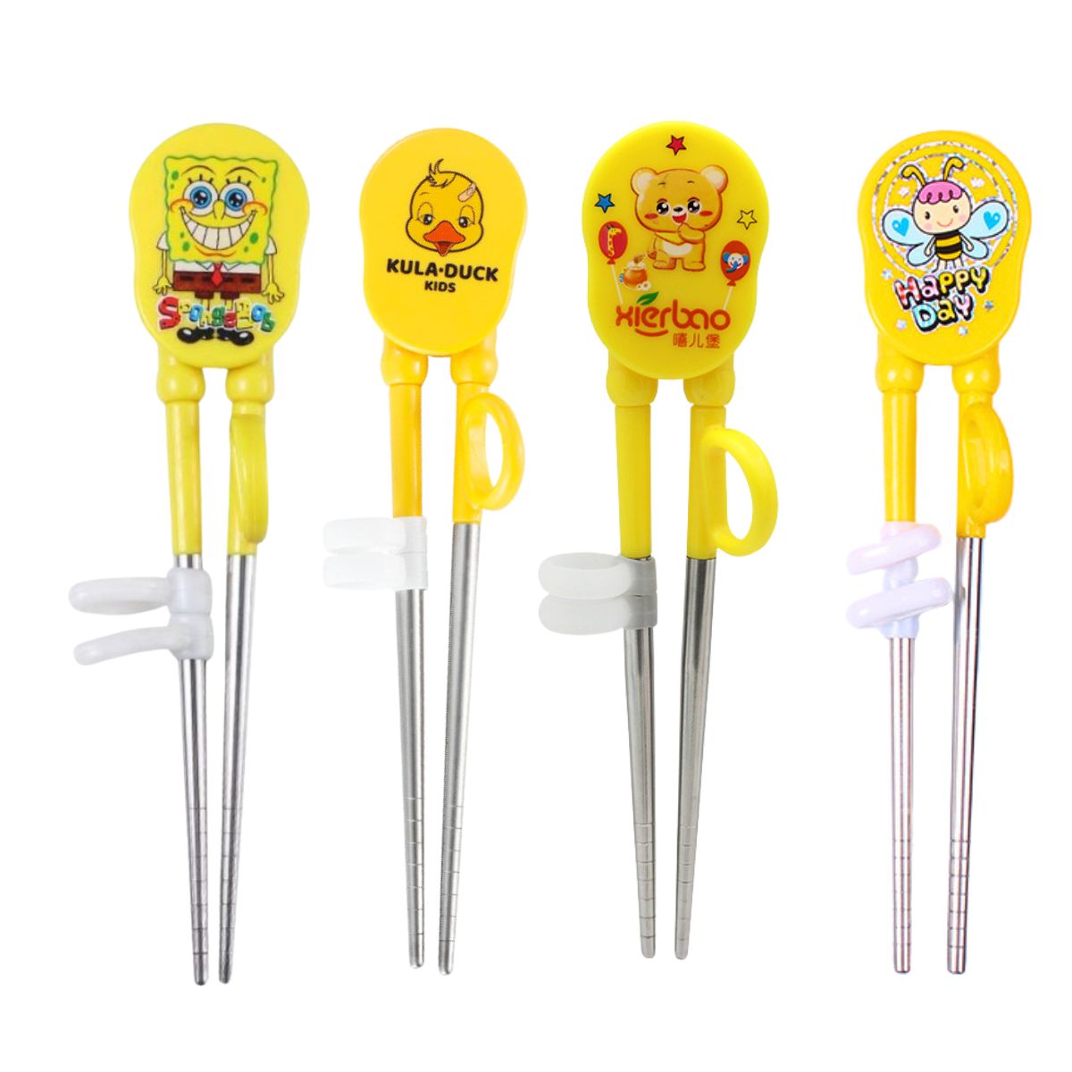 Sumpit Anak Karakter Lucu / Alat Bantu Latihan Belajar Makan Bayi Balita Batita Motif Gambar Kartun / Training Chopstic Melatih Kemampuan Motorik Sikecil Bahan Stainless Berkualitas Food Grade / Hadiah Kado Ulang Tahun Souvenir Pernikahan Multifungsi