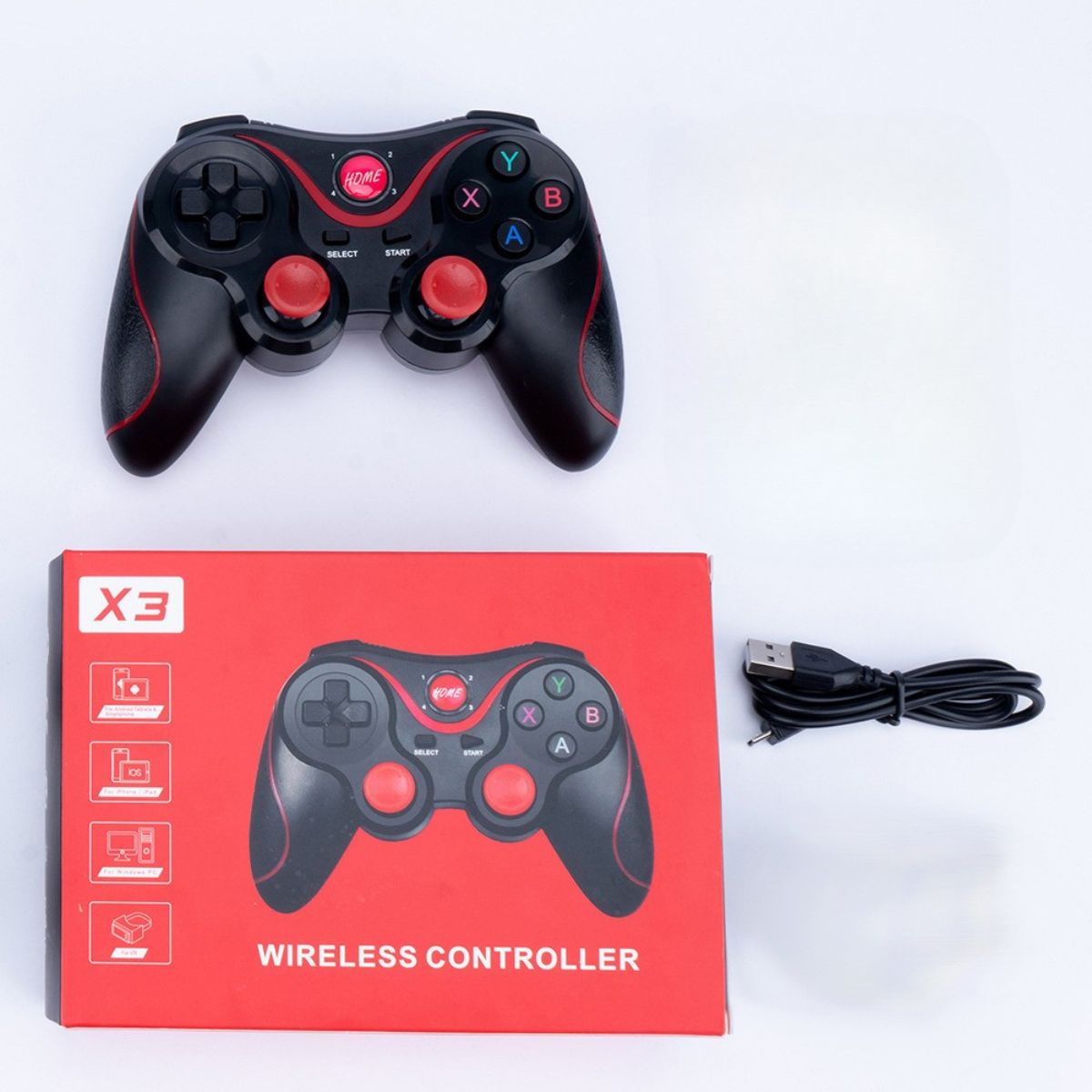 Gamepad X3 Bluetooth Wireless Controller Hp MOBA PUBG / Game Pad Joystick Handle Support Smartphone Tablet SmartTV PC ShootingPlus V3 Mobile Legend Rechargeable Isi Ulang Power Joy Stik Joystik