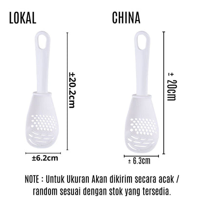 Sendok Saringan Serbaguna / Centong Nasi / Pemisah Kuning Telur / Penumbuk Kentang / Penyaring Pasta Daging Sayur / Penghancur / Tahan Panas Food Grade Colander Spoon Multipurpose Sendok Multifungsi Souvenir Wedding Pernikahan Sovenir Merchandise