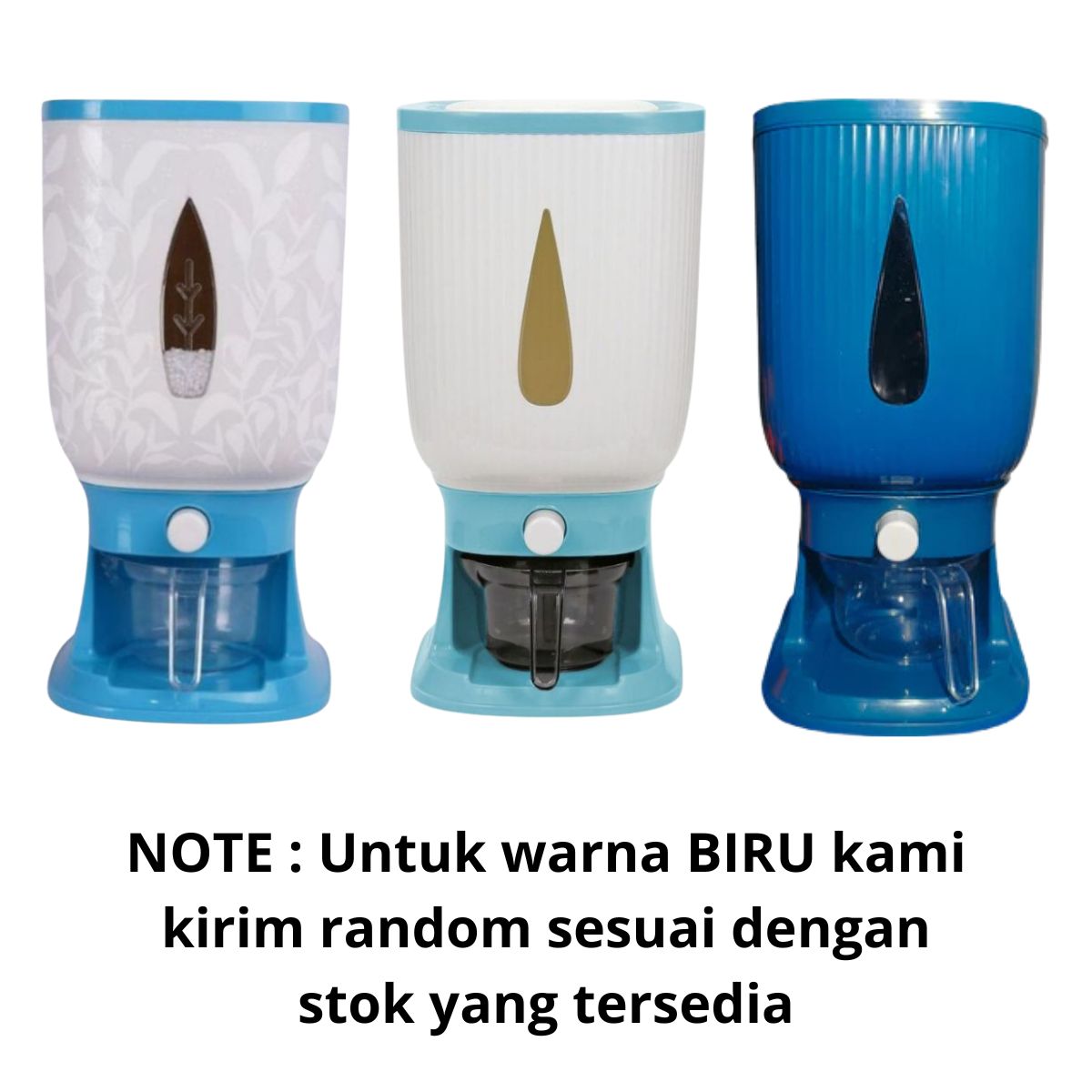 Rice Box Dispenser Beras Otomatis 3D FREE Cup 12L 10Kg / Wadah Penyimpanan Kacang Sereal Makanan Anti Kutu Hama Tidak Lembab Tahan Jamur / Storage Container Dengan Pengering Food Grade Peralatan Dapur Praktis Dapat Cangkir Gleas UkurSerbaguna