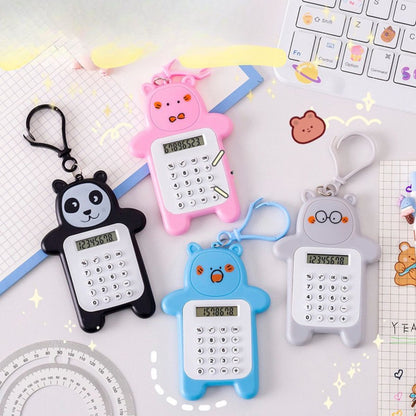 Calculator Mini Portable Motif Bear / Kalkulator 8 Digit Alat Hitung Pejumlahan Pengurangan Perkalian Pembagian Bentuk Gambar Beruang Lucu Tombol Karet Perlengkapan ATK Anak TK SD SMP Sekolah Kantor Kado Hadiah Ulang Tahun Souvenir Tambah Kurang Kali Bagi