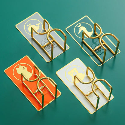 Gantungan Tempel Hook Karakter Lucu / Alat Cantelan Dinding Kait Baskom Ember Handuk Tas Kunci Sikat Mandi Multifungsi / Nailless Hook Hanger Bahan Stainless Steel Anti Karat / Perekat Super Kuat Tanpa Paku Serbaguna Organizer Perlengkapan Rumah