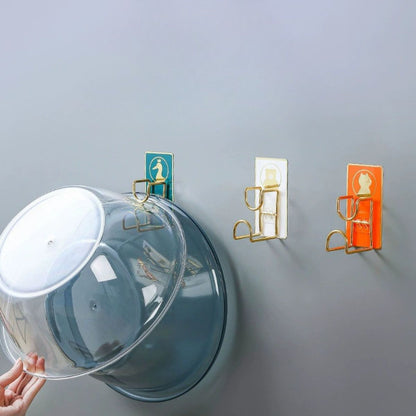 Gantungan Tempel Hook Karakter Lucu / Alat Cantelan Dinding Kait Baskom Ember Handuk Tas Kunci Sikat Mandi Multifungsi / Nailless Hook Hanger Bahan Stainless Steel Anti Karat / Perekat Super Kuat Tanpa Paku Serbaguna Organizer Perlengkapan Rumah