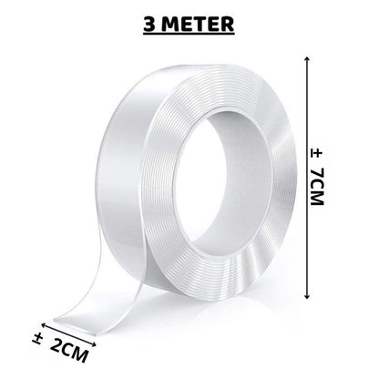 Double Tape Gel Isolasi Bening 2 Sisi Perekat Dinding Tembok Tanpa Bekas Selotip Ajaib Super Kuat Waterproof Reusable dobel tip