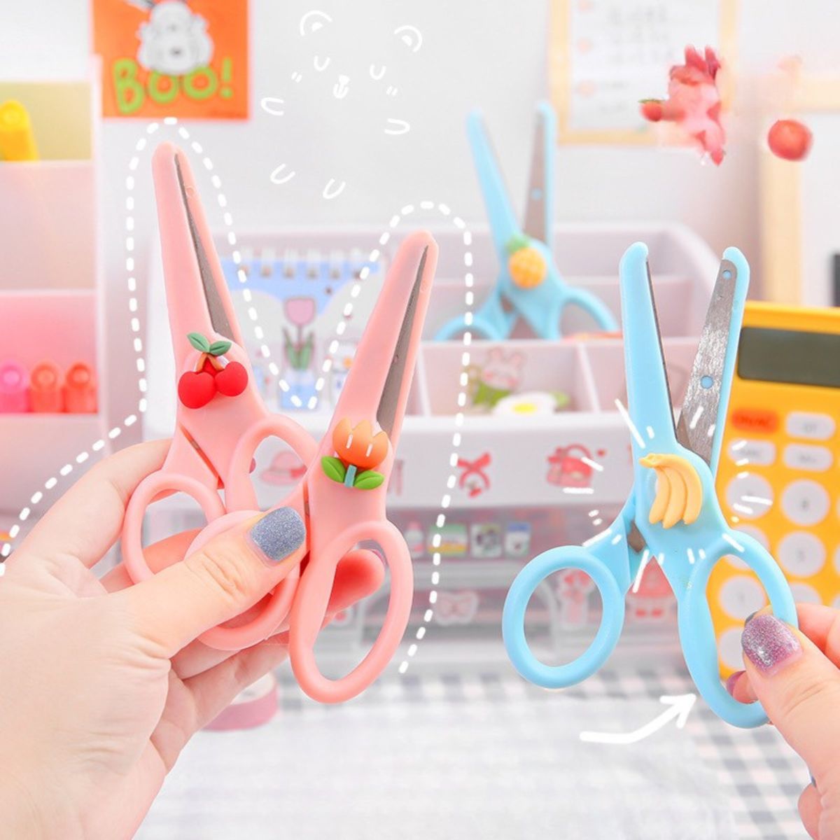 Gunting Kertas Anak Karakter Ujung Bulat Tumpul Safety Plastic Rounded Scissors Kids Safe / Alat Pemotong Kertas Buku Origami Bahan Plastik / Perlengkapan ATK Sekolah Anak TK SD Playgroup Kantor