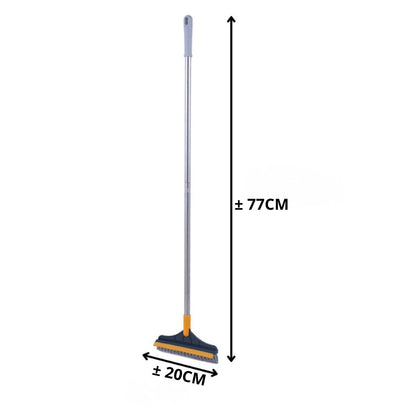 Sikat Kamar Mandi 2in1 - Sapu dan Wiper / Magic Broom Wiper Alat Gosok Pembersih Lantai WC Toilet Dinding / Bathroom Floor Brush Gagang Panjang Plastik Nylon Karet SIkat Stainless Steel Praktis Serbaguna