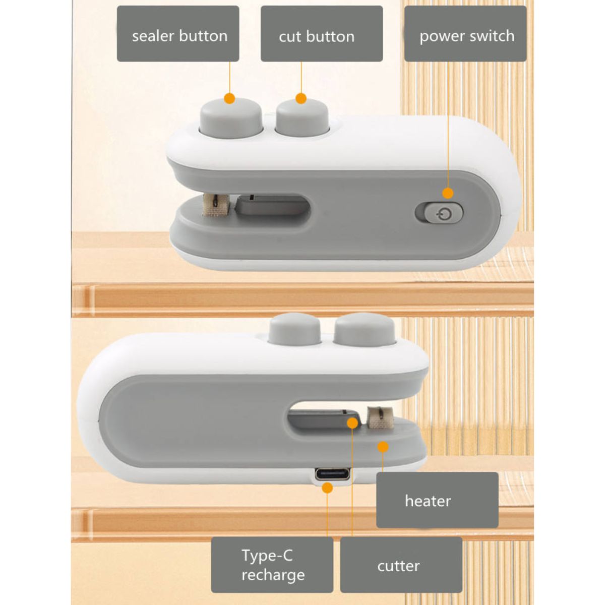 Mini Hand Sealer Portable / Sealing Machine Alat Press Plastik Perekat Kemas Tutup Seal Tempel Plastic Cemilan Snack Buah Serbaguna / Pengemas Penyegel Makanan Praktis Tempat Penyimpanan Menyimpan Melindungi Mengemas Anti Bakteri Food Grade Multifungsi