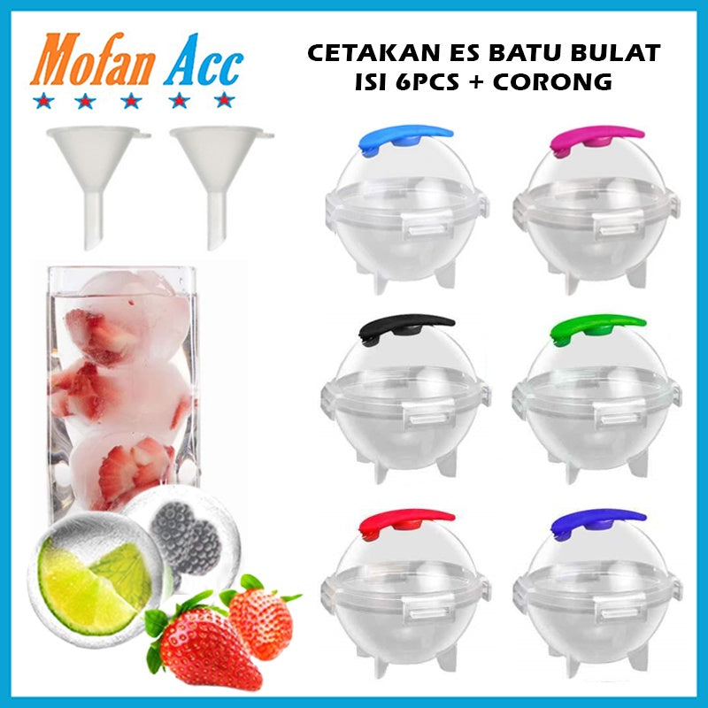 CETAKAN ES BATU BULAT 5CM ISI 6PCS + CORONG