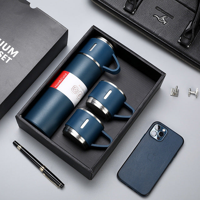 (1Set) Termos Vacuum Flask 500ml FREE Cangkir 2pcs / Thermos Vacum Eksklusif Stainless Steel 3in1 Tumbler Anti Korosi