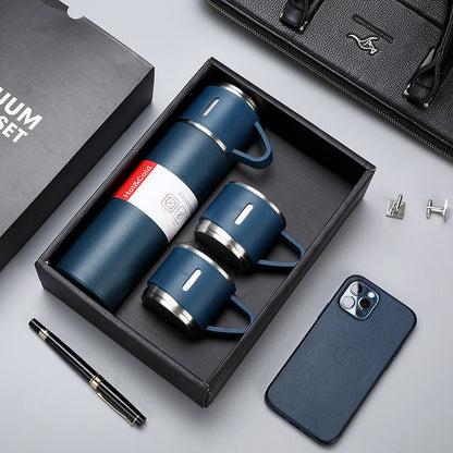 (1Set) Termos Vacuum Flask 500ml FREE Cangkir 2pcs / Thermos Vacum Eksklusif Stainless Steel 3in1 Tumbler Anti Korosi