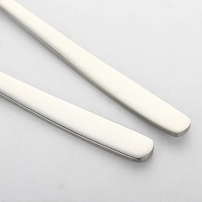 Sendok Garpu Korea Sujeo / Alat Makan Korean Panjang Spoon Fork Gagang Panjang Bahan Tebal Cutlery Stainless Steel Anti Karat Peralatan Makan Traveling Unik Premium Berkualitas Kualitas Bagus