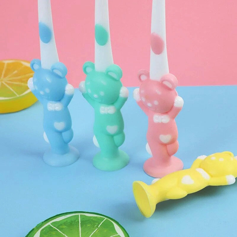 Sikat Gigi Anak Karakter (Isi 4pcs) Standing Kids Toothbrush Colorful Soft Sikat Gigi Travel Bulu Halus dan Lembut Motif Beruang Unik Lucu Baby Tooth Brush Anti Bacterial Anti Jamur Bisa Berdiri Nempel Dinding Meja Kaca Suction