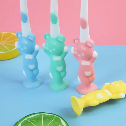 Sikat Gigi Anak Karakter (Isi 4pcs) Standing Kids Toothbrush Colorful Soft Sikat Gigi Travel Bulu Halus dan Lembut Motif Beruang Unik Lucu Baby Tooth Brush Anti Bacterial Anti Jamur Bisa Berdiri Nempel Dinding Meja Kaca Suction