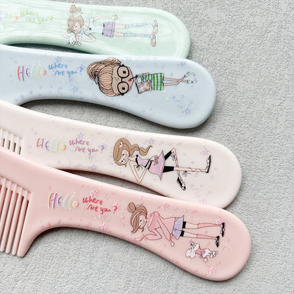 Sisir Rambut Fancy Karakter / Alat Penata Rambut Rapi Anti Kusut Character / Fancy Plush Travel Hair Comb / Sikat Rambut Lurus Keriting Basah Kering Gagang Anak Dewasa Anti Rontok Multiwarna Motif Lucu