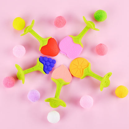 Teether Bayi Gigitan Bentuk Buah Bahan Silikon BPA FREE / Baby 3 Bulan Keatas 3m+ Fruit Mainan Pengunyah Penguatan Pertumbuhan Gigi Pijat Gusi Silicone Anak Balita Batita Melatih Genggam Persiapan Mpasi