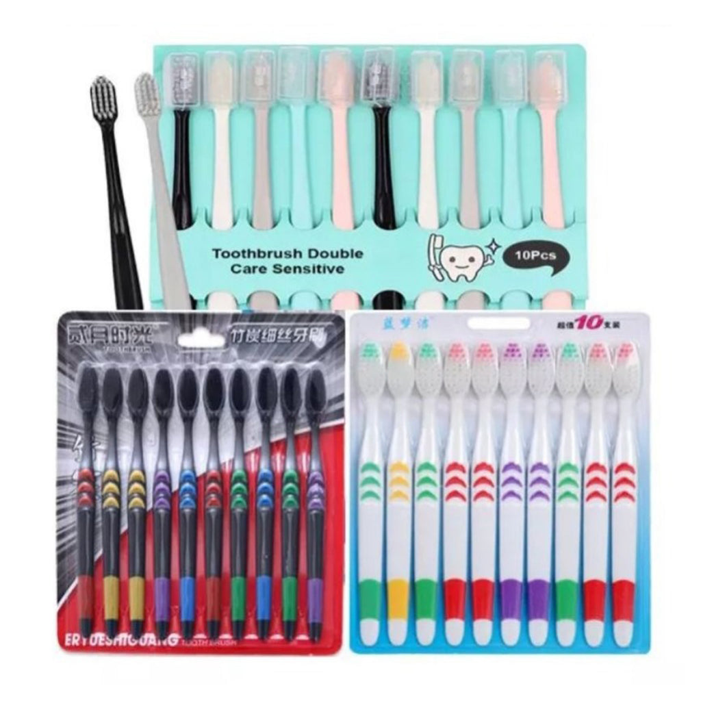 Sikat Gigi Dewasa (1Set Isi 10pcs) Toothbrush Double Care Sensitive Sikat Gigi Traveling Bulu Halus dan Lembut Tooth Brush Hotel TERMURAH BERKUALITAS